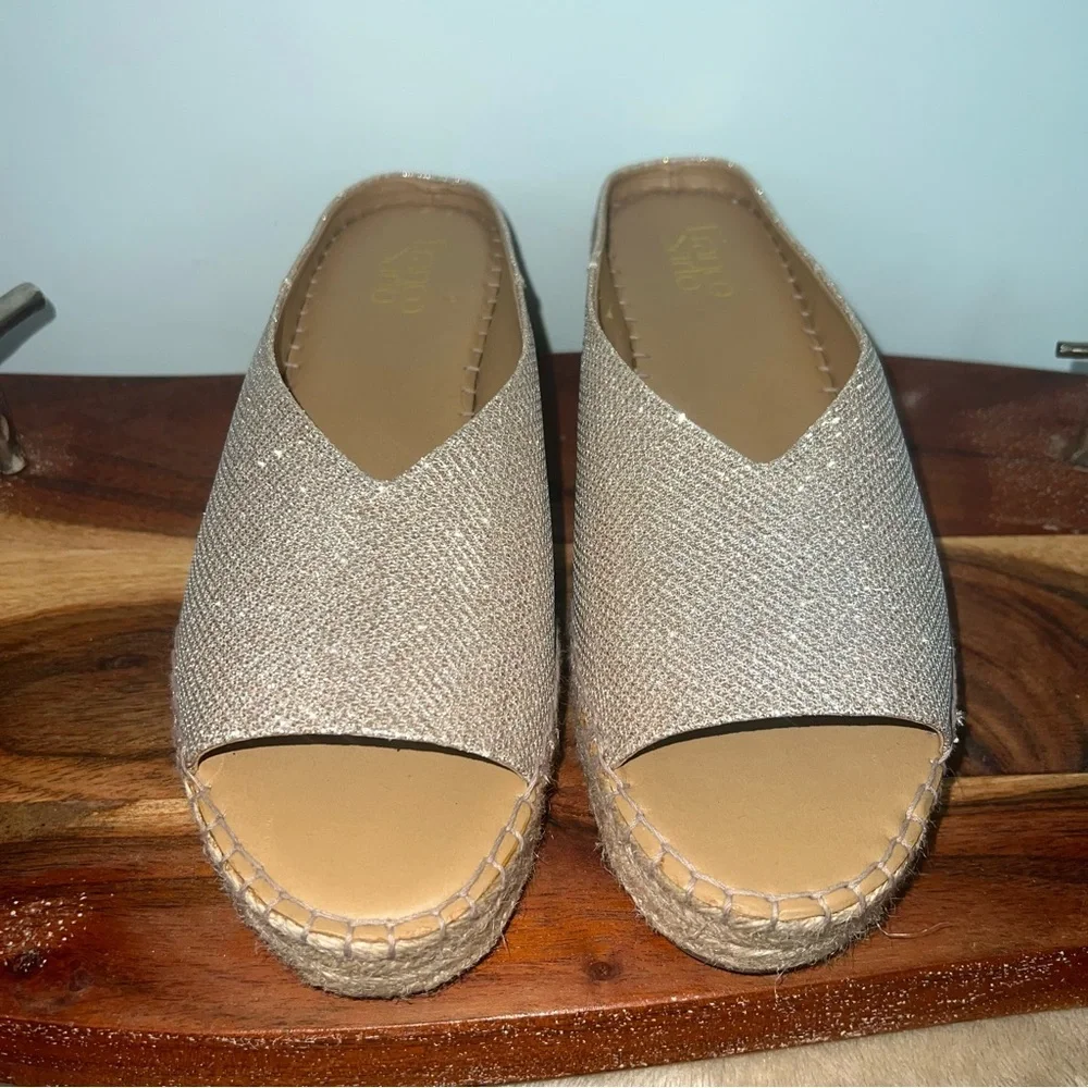 Franco Sarto Shimmering Gold Espadrille Slides